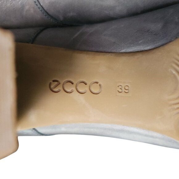 Ecco Oxford Lace Up Heels Blue Gray Boots Womens Size 8-8.5 Vintage Whimsigoth - Picture 9 of 10